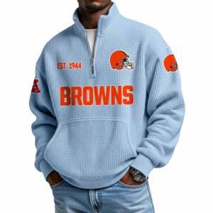 2025 Browns Est 1944 Waffle Stand Collar Half Zip Sweatshirt 2 2025 Browns Est 1944 Waffle Stand Collar Half Zip Sweatshirt