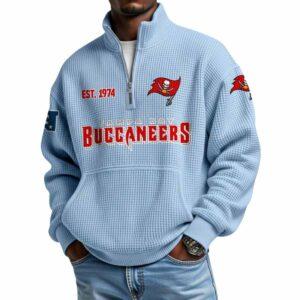 2025 Buccaneers Est 1974 Waffle Stand Collar Half Zip Sweatshirt 2025 Buccaneers Est 1974 Waffle Stand Collar Half Zip Sweatshirt