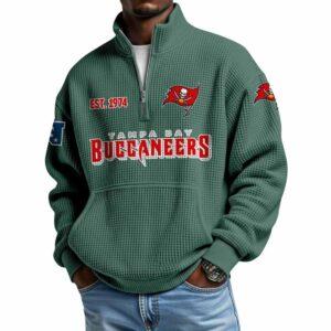 2025 Buccaneers Est 1974 Waffle Stand Collar Half Zip Sweatshirt 1 2025 Buccaneers Est 1974 Waffle Stand Collar Half Zip Sweatshirt