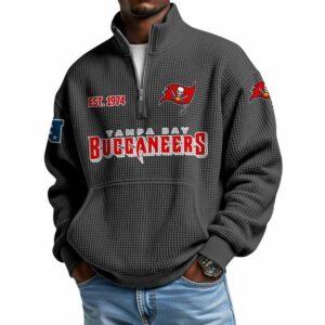 2025 Buccaneers Est 1974 Waffle Stand Collar Half Zip Sweatshirt 2 2025 Buccaneers Est 1974 Waffle Stand Collar Half Zip Sweatshirt