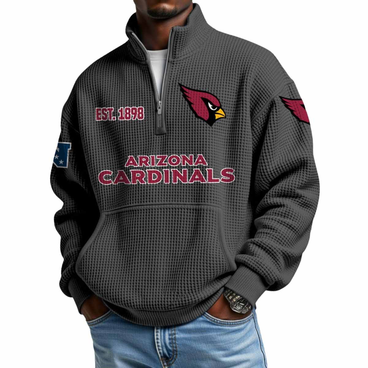 2025 Cardinals Est 1898 Waffle Stand Collar Half Zip Sweatshirt 2025 Cardinals Est 1898 Waffle Stand Collar Half Zip Sweatshirt
