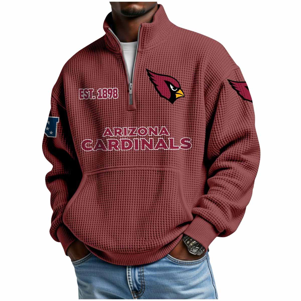 2025 Cardinals Est 1898 Waffle Stand Collar Half Zip Sweatshirt 2025 Cardinals Est 1898 Waffle Stand Collar Half Zip Sweatshirt