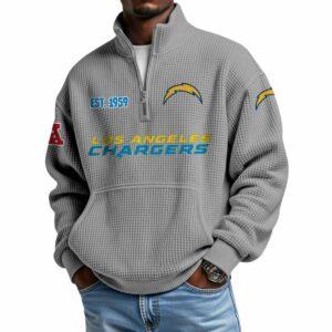 2025 Chargers Est 1959 Waffle Stand Collar Half Zip Sweatshirt 2025 Chargers Est 1959 Waffle Stand Collar Half Zip Sweatshirt