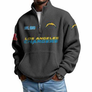 2025 Chargers Est 1959 Waffle Stand Collar Half Zip Sweatshirt 3 2025 Chargers Est 1959 Waffle Stand Collar Half Zip Sweatshirt
