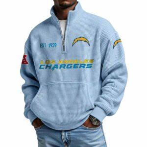 2025 Chargers Est 1959 Waffle Stand Collar Half Zip Sweatshirt 1 2025 Chargers Est 1959 Waffle Stand Collar Half Zip Sweatshirt