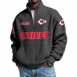 2025 Chiefs Est 1959 Quarter Zip Waffle Hoodie