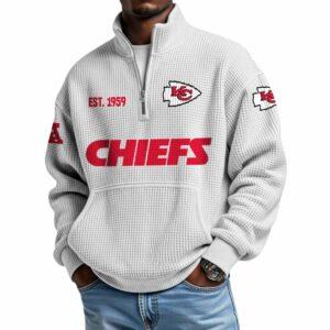 2025 Chiefs Est 1959 Quarter Zip Waffle Hoodie 2025 Chiefs Est 1959 Quarter Zip Waffle Hoodie