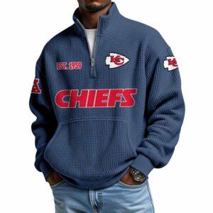 2025 Chiefs Est 1959 Quarter Zip Waffle Hoodie