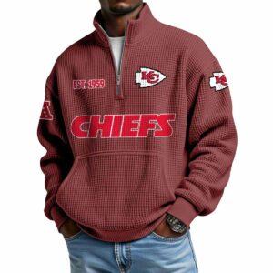 2025 Chiefs Est 1959 Quarter Zip Waffle Hoodie
