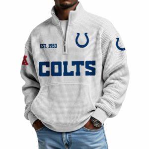 2025 Colts Est 1953 Waffle Stand Collar Half Zip Sweatshirt 2025 Colts Est 1953 Waffle Stand Collar Half Zip Sweatshirt