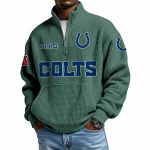 2025 Colts Est 1953 Waffle Stand Collar Half Zip Sweatshirt 2 2025 Colts Est 1953 Waffle Stand Collar Half Zip Sweatshirt