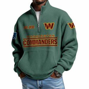 2025 Commanders Est 1932 Waffle Stand Collar Half Zip Sweatshirt 2025 Commanders Est 1932 Waffle Stand Collar Half Zip Sweatshirt