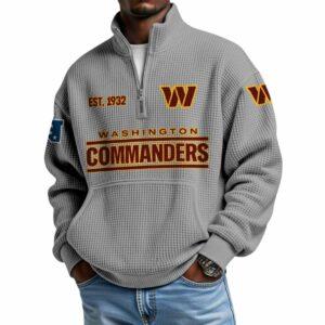 2025 Commanders Est 1932 Waffle Stand Collar Half Zip Sweatshirt 2 2025 Commanders Est 1932 Waffle Stand Collar Half Zip Sweatshirt