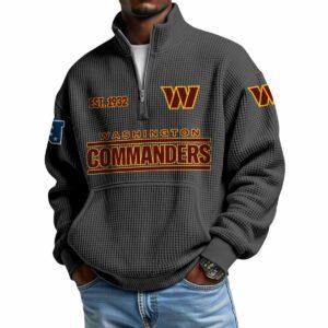 2025 Commanders Est 1932 Waffle Stand Collar Half Zip Sweatshirt 1 2025 Commanders Est 1932 Waffle Stand Collar Half Zip Sweatshirt