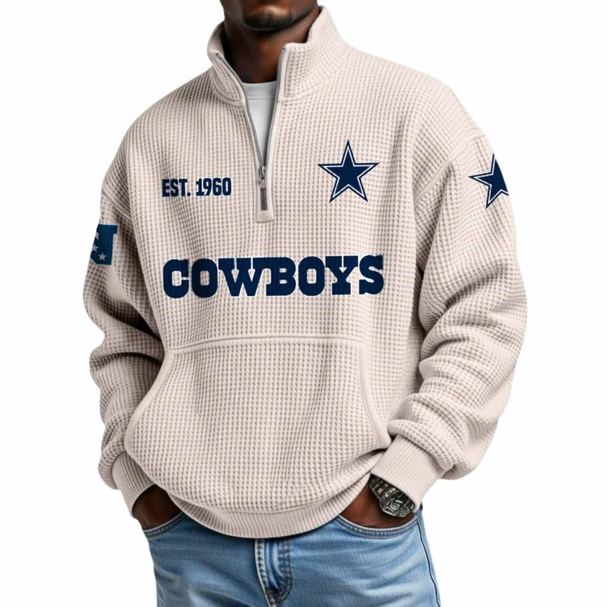 2025 Cowboys Est 1960 Quarter Zip Waffle Hoodie 2025 Cowboys Est 1960 Quarter Zip Waffle Hoodie