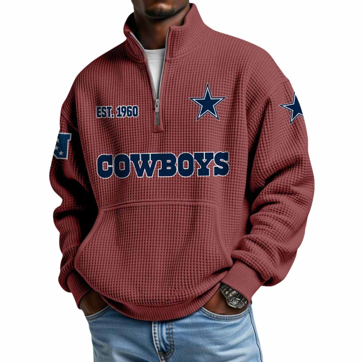 2025 Cowboys Est 1960 Quarter Zip Waffle Hoodie 2025 Cowboys Est 1960 Quarter Zip Waffle Hoodie