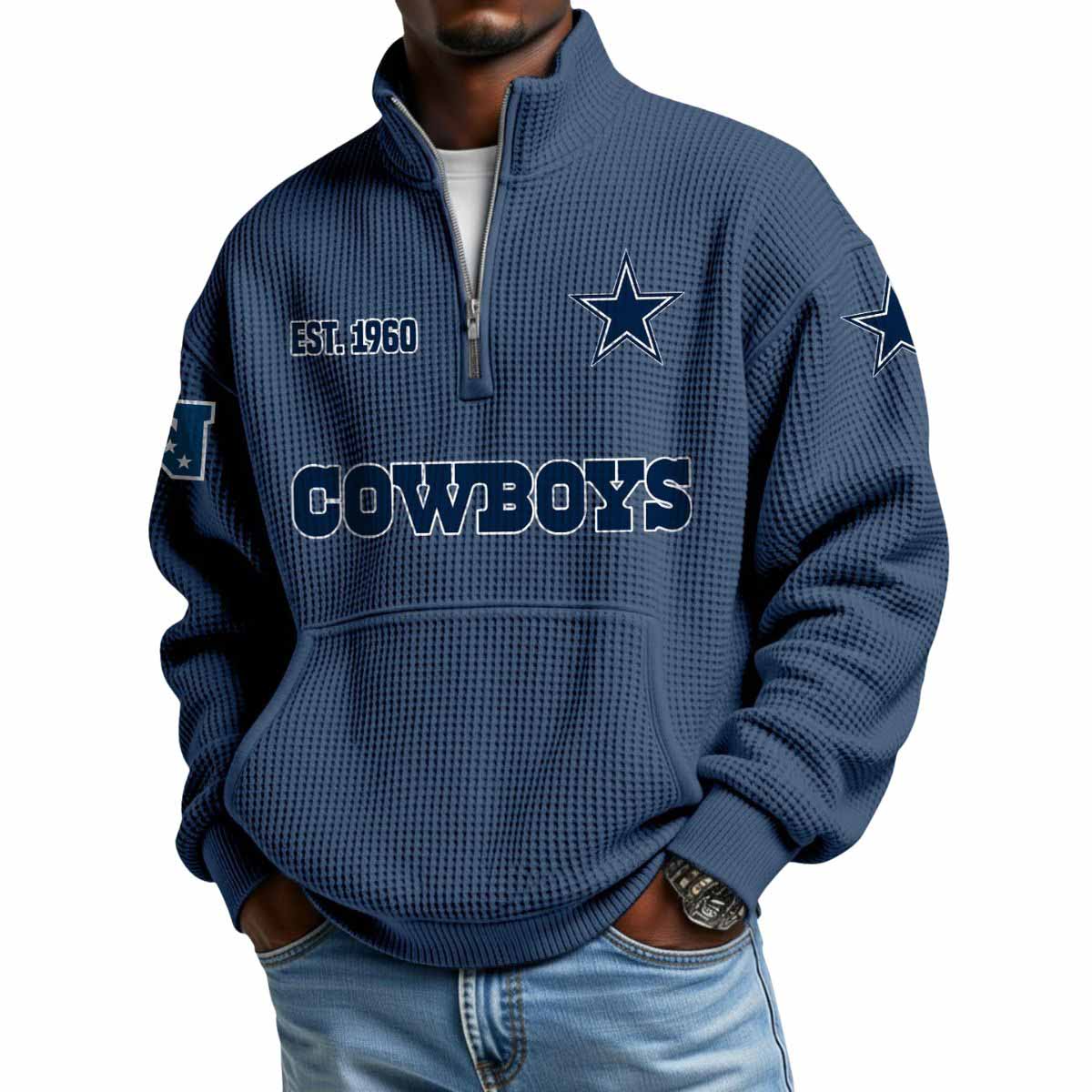 2025 Cowboys Est 1960 Quarter Zip Waffle Hoodie 2025 Cowboys Est 1960 Quarter Zip Waffle Hoodie