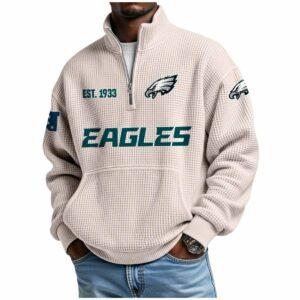 2025 Eagles Est 1933 Quarter Zip Waffle Hoodie 1 2025 Eagles Est 1933 Quarter Zip Waffle Hoodie