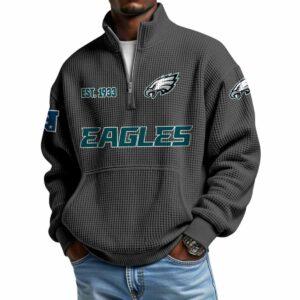 2025 Eagles Est 1933 Quarter Zip Waffle Hoodie 2 2025 Eagles Est 1933 Quarter Zip Waffle Hoodie