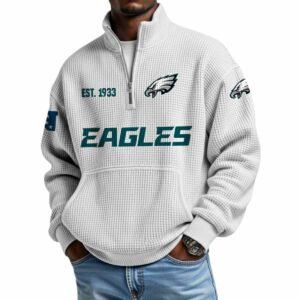 2025 Eagles Est 1933 Quarter Zip Waffle Hoodie