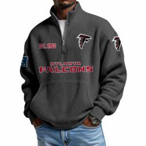 2025 Falcons Est 1965 Waffle Stand Collar Half Zip Sweatshirt 2 2025 Falcons Est 1965 Waffle Stand Collar Half Zip Sweatshirt