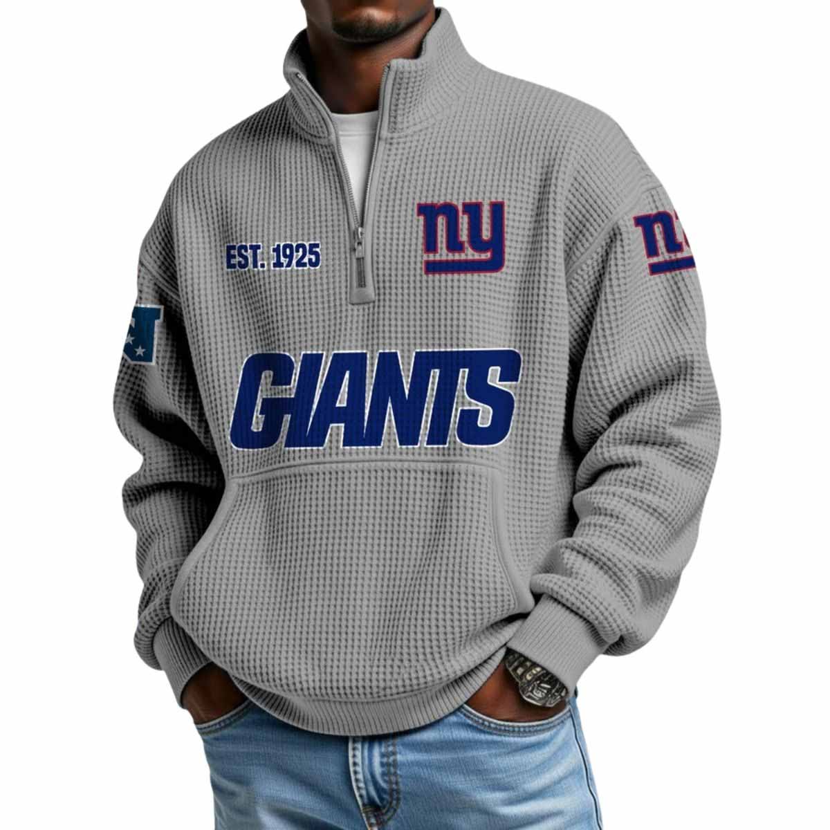 2025 Giants Est 1925 Waffle Stand Collar Half Zip Sweatshirt 2025 Giants Est 1925 Waffle Stand Collar Half Zip Sweatshirt
