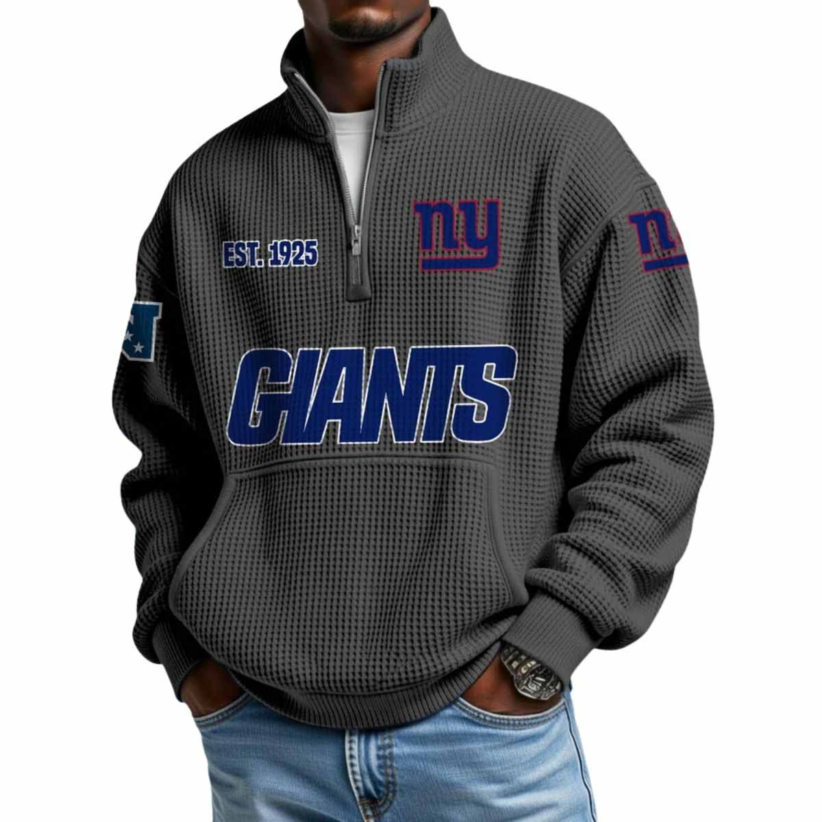 2025 Giants Est 1925 Waffle Stand Collar Half Zip Sweatshirt 2025 Giants Est 1925 Waffle Stand Collar Half Zip Sweatshirt