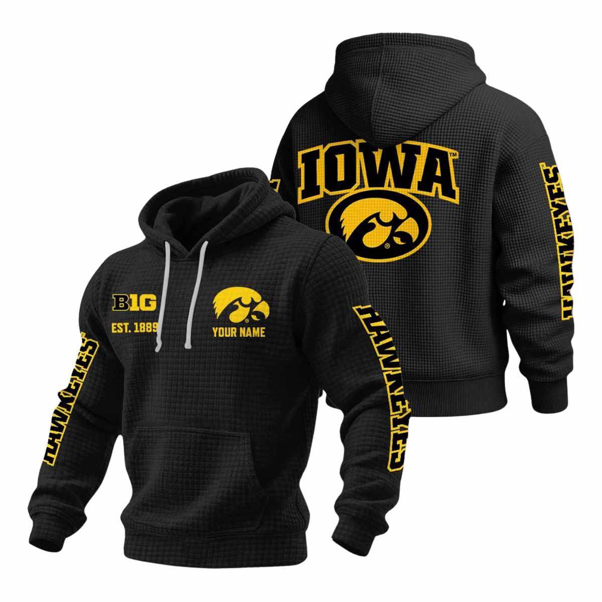 2025 Hawkeyes Est 1889 Waffle Hoodie 2025 Hawkeyes Est 1889 Waffle Hoodie