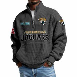 2025 Jaguars Est 1993 Waffle Stand Collar Half Zip Sweatshirt 3 2025 Jaguars Est 1993 Waffle Stand Collar Half Zip Sweatshirt