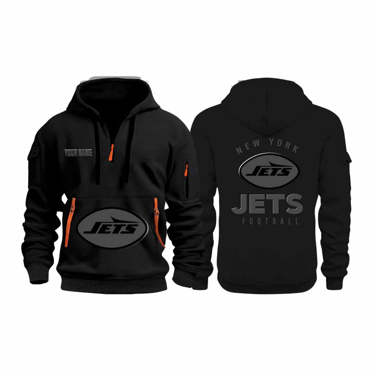 2025 Jets Back In Black Quarter Zip Hoodie 2025 Jets Back In Black Quarter Zip Hoodie