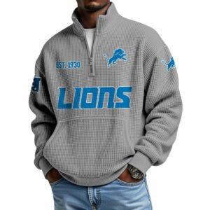 2025 Lions Est 1930 Waffle Stand Collar Half Zip Sweatshirt 2025 Lions Est 1930 Waffle Stand Collar Half Zip Sweatshirt