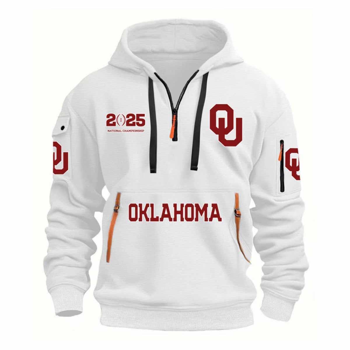 2025 Oklahoma Football National Championship Quarter Zip Hoodie 2025 Oklahoma Football National Championship Quarter Zip Hoodie