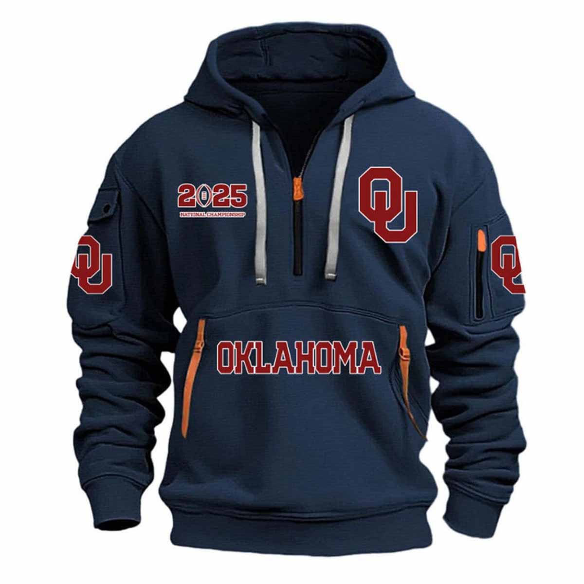 2025 Oklahoma Football National Championship Quarter Zip Hoodie 2025 Oklahoma Football National Championship Quarter Zip Hoodie
