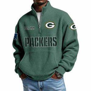 2025 Packers Est 1919 Waffle Stand Collar Half Zip Sweatshirt 3 2025 Packers Est 1919 Waffle Stand Collar Half Zip Sweatshirt