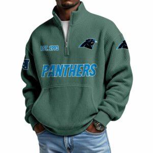 2025 Panthers Est 1993 Waffle Stand Collar Half Zip Sweatshirt 3 2025 Panthers Est 1993 Waffle Stand Collar Half Zip Sweatshirt