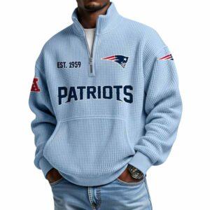 2025 Patriots Est 1959 Quarter Zip Waffle Hoodie 2025 Patriots Est 1959 Quarter Zip Waffle Hoodie