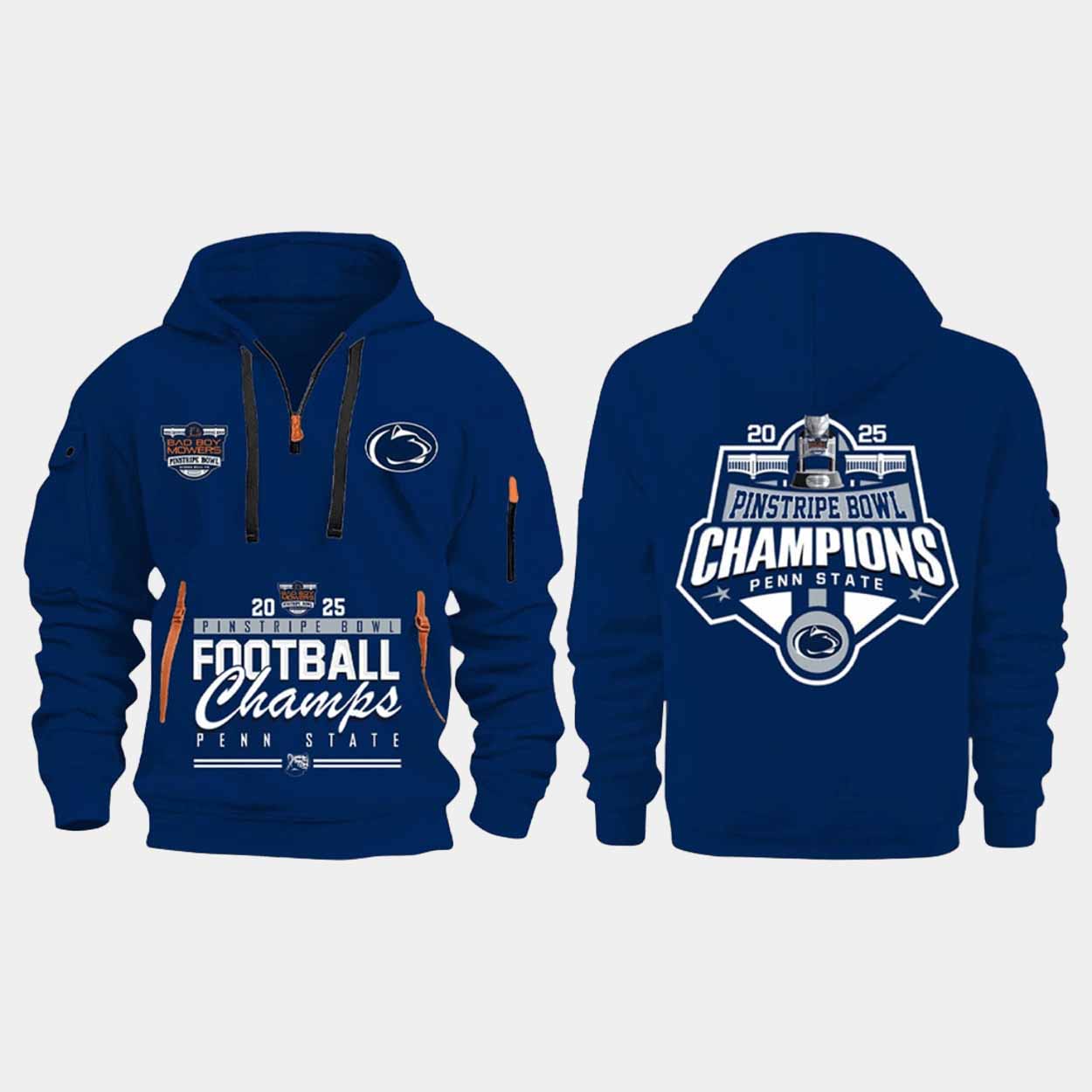 2025 Penn State Pinstripe Bowl Champions Quarter Zip Hoodie 2025 Penn State Pinstripe Bowl Champions Quarter Zip Hoodie