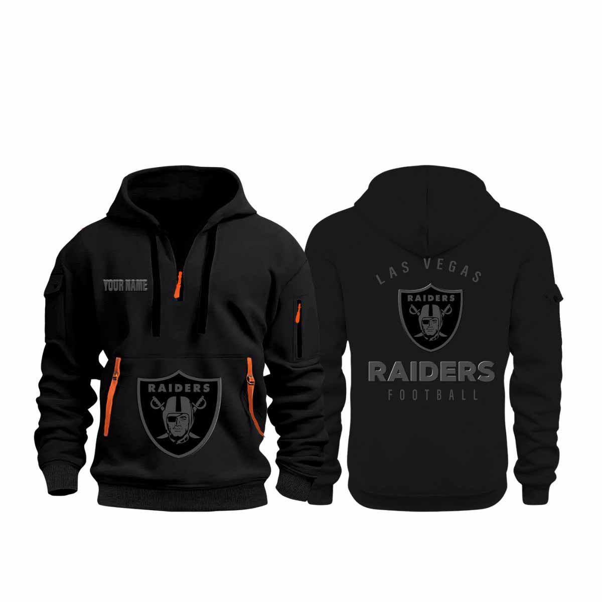 2025 Raiders Back In Black Quarter Zip Hoodie 2025 Raiders Back In Black Quarter Zip Hoodie