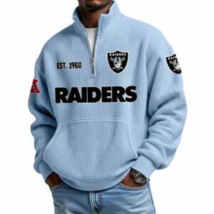 2025 Raiders Est 1960 Waffle Stand Collar Half Zip Sweatshirt 3 2025 Raiders Est 1960 Waffle Stand Collar Half Zip Sweatshirt