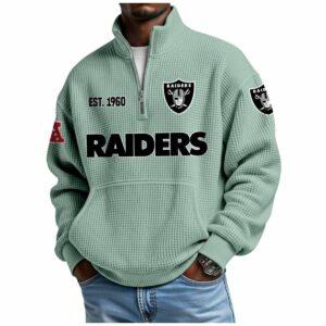 2025 Raiders Est 1960 Waffle Stand Collar Half Zip Sweatshirt 2 2025 Raiders Est 1960 Waffle Stand Collar Half Zip Sweatshirt