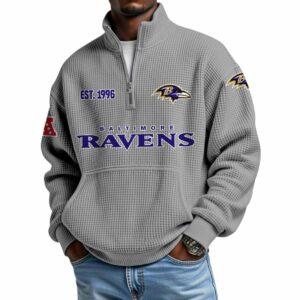 2025 Ravens Est 1996 Quarter Zip Waffle Hoodie 2025 Ravens Est 1996 Quarter Zip Waffle Hoodie