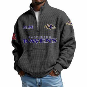2025 Ravens Est 1996 Quarter Zip Waffle Hoodie