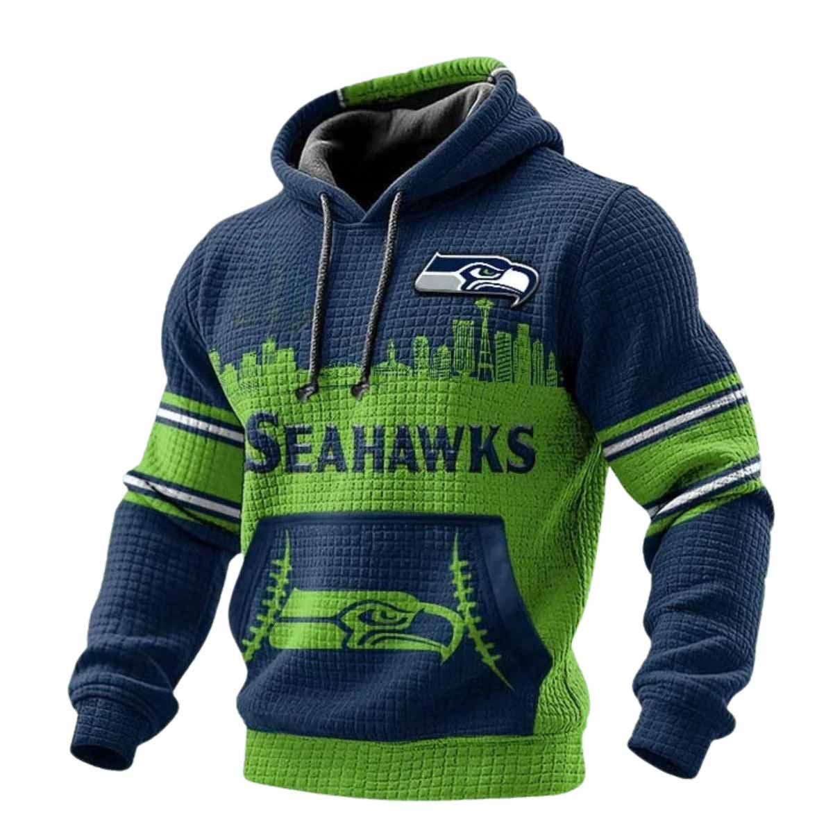 2025 Seahawks City Skyline Waffle Hoodie 2025 Seahawks City Skyline Waffle Hoodie