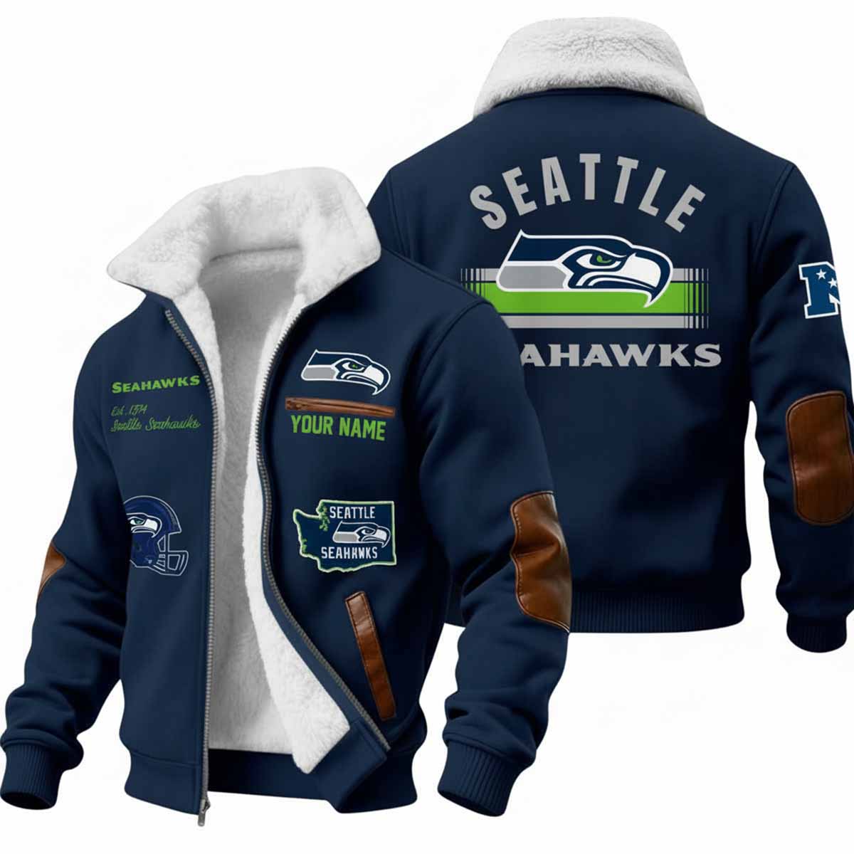 2025 Seahawks Est 1974 Winter Fleece Jacket 2025 Seahawks Est 1974 Winter Fleece Jacket