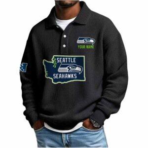 2025 Seahawks Personalization Waffle Button Lapel Polo