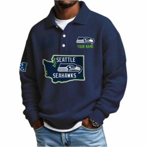 2025 Seahawks Personalization Waffle Button Lapel Polo 2 2025 Seahawks Personalization Waffle Button Lapel Polo