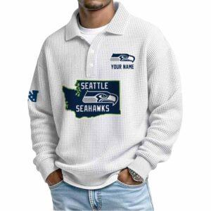 2025 Seahawks Personalization Waffle Button Lapel Polo 1 2025 Seahawks Personalization Waffle Button Lapel Polo
