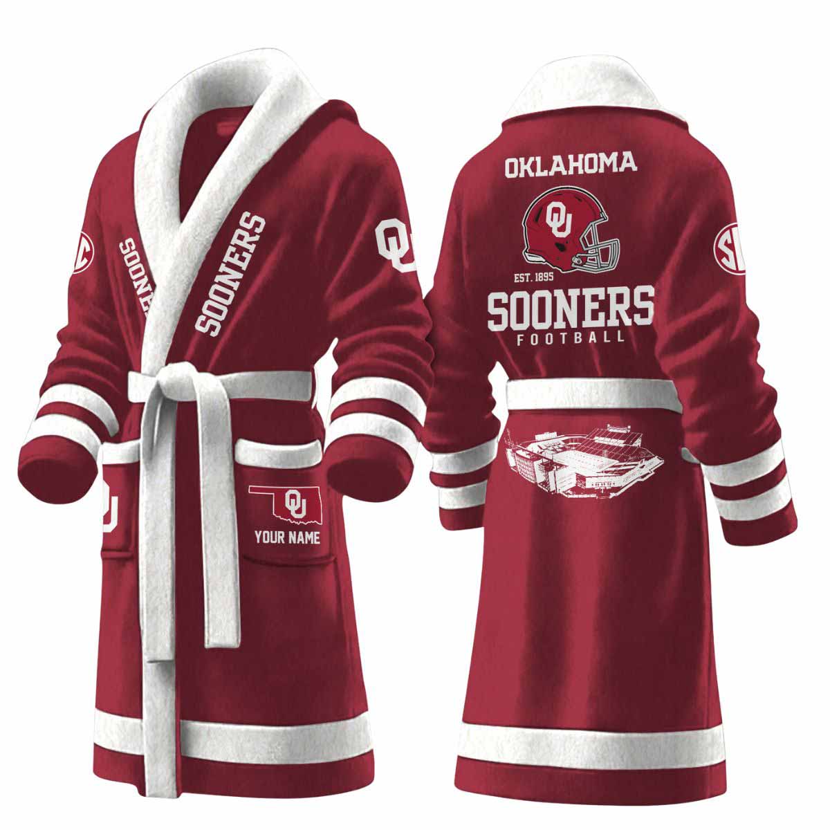 2025 Sooners Football Est 1895 Bathrobe 2025 Sooners Football Est 1895 Bathrobe
