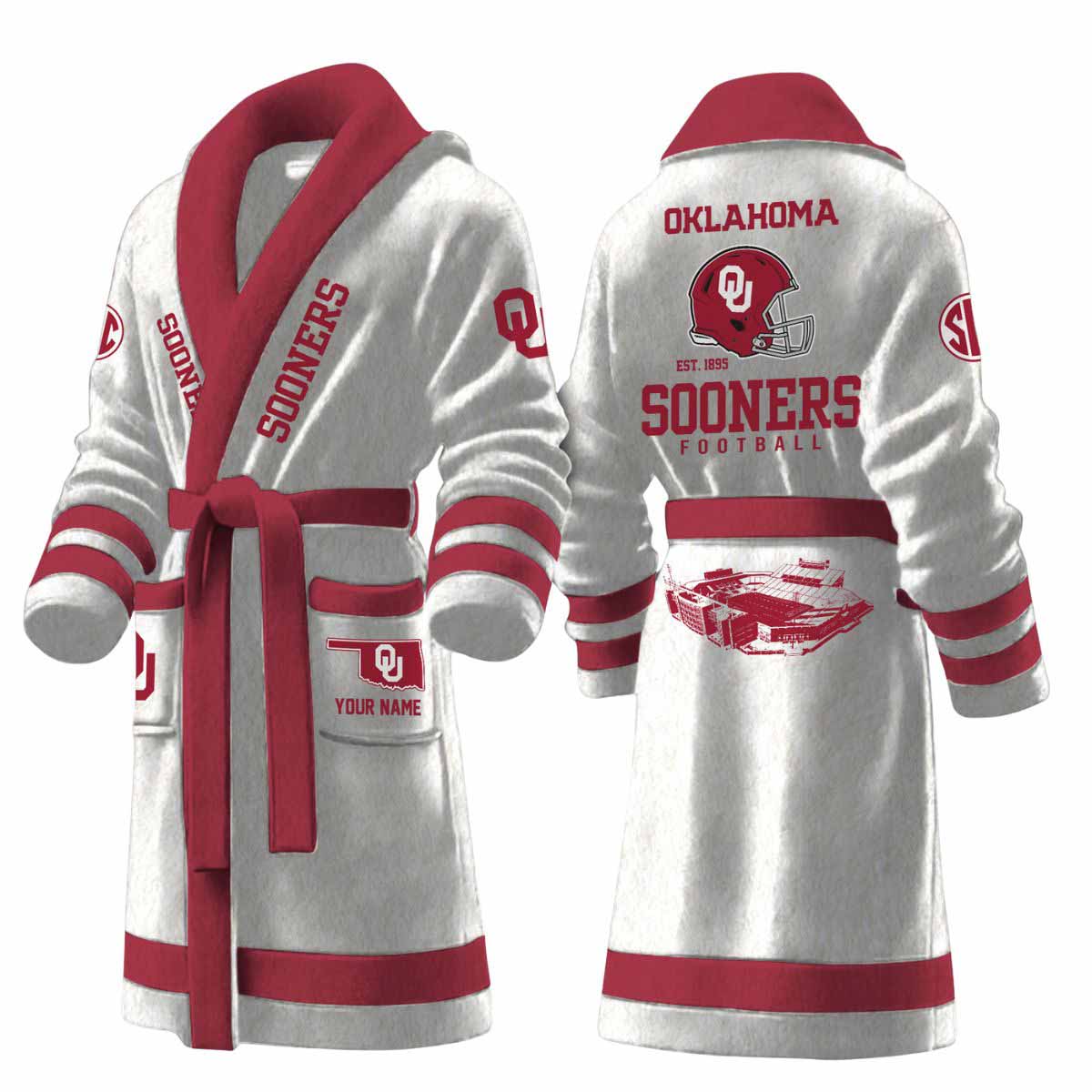 2025 Sooners Football Est 1895 Bathrobe 2025 Sooners Football Est 1895 Bathrobe