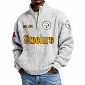 2025 Steelers Est 1933 Quarter Zip Waffle Hoodie 2025 Steelers Est 1933 Quarter Zip Waffle Hoodie